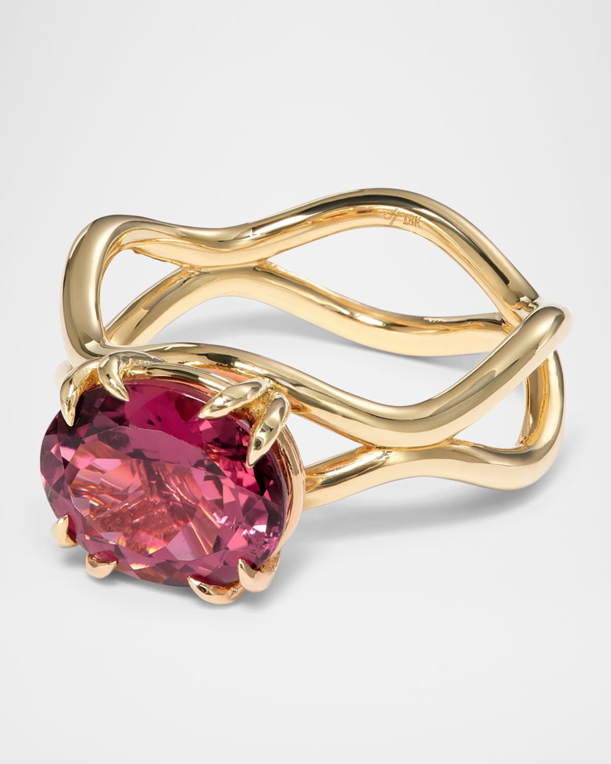 18K Yellow Gold Rose Ring with Rubellite