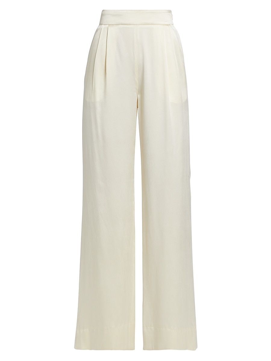 Women's Relaxed Silk Pants - Ivory - Size Medium