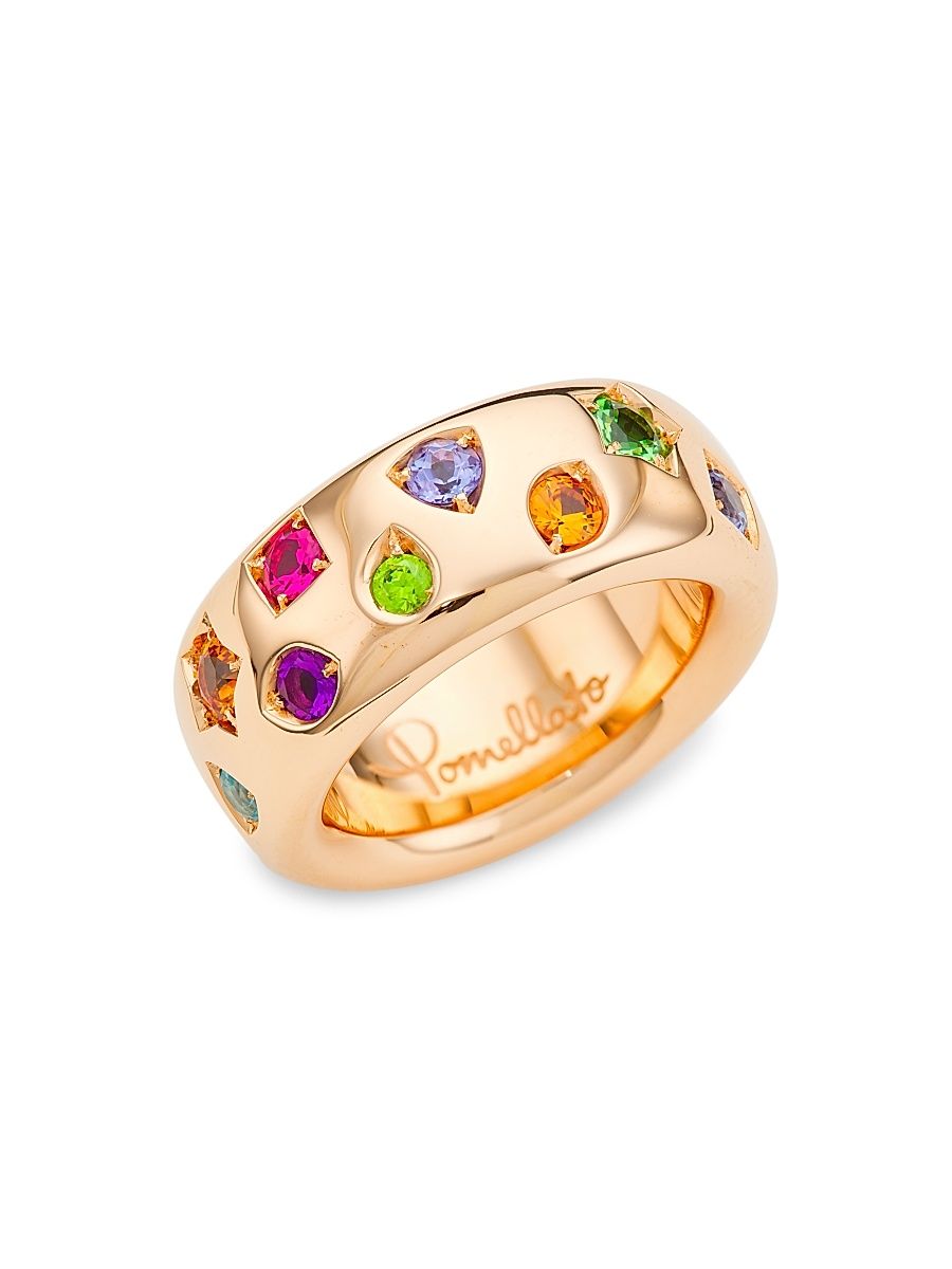 Women's Iconica 18K Rose Gold & Multi-Stone Medium Ring - Yellow Gold - Size 6