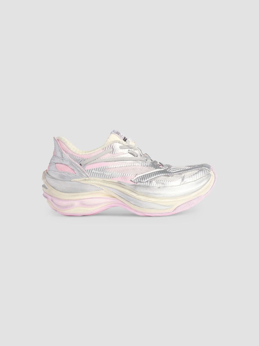 Balenciaga Women's Jet Metallic Sneakers - Silver White Pink - Size 5