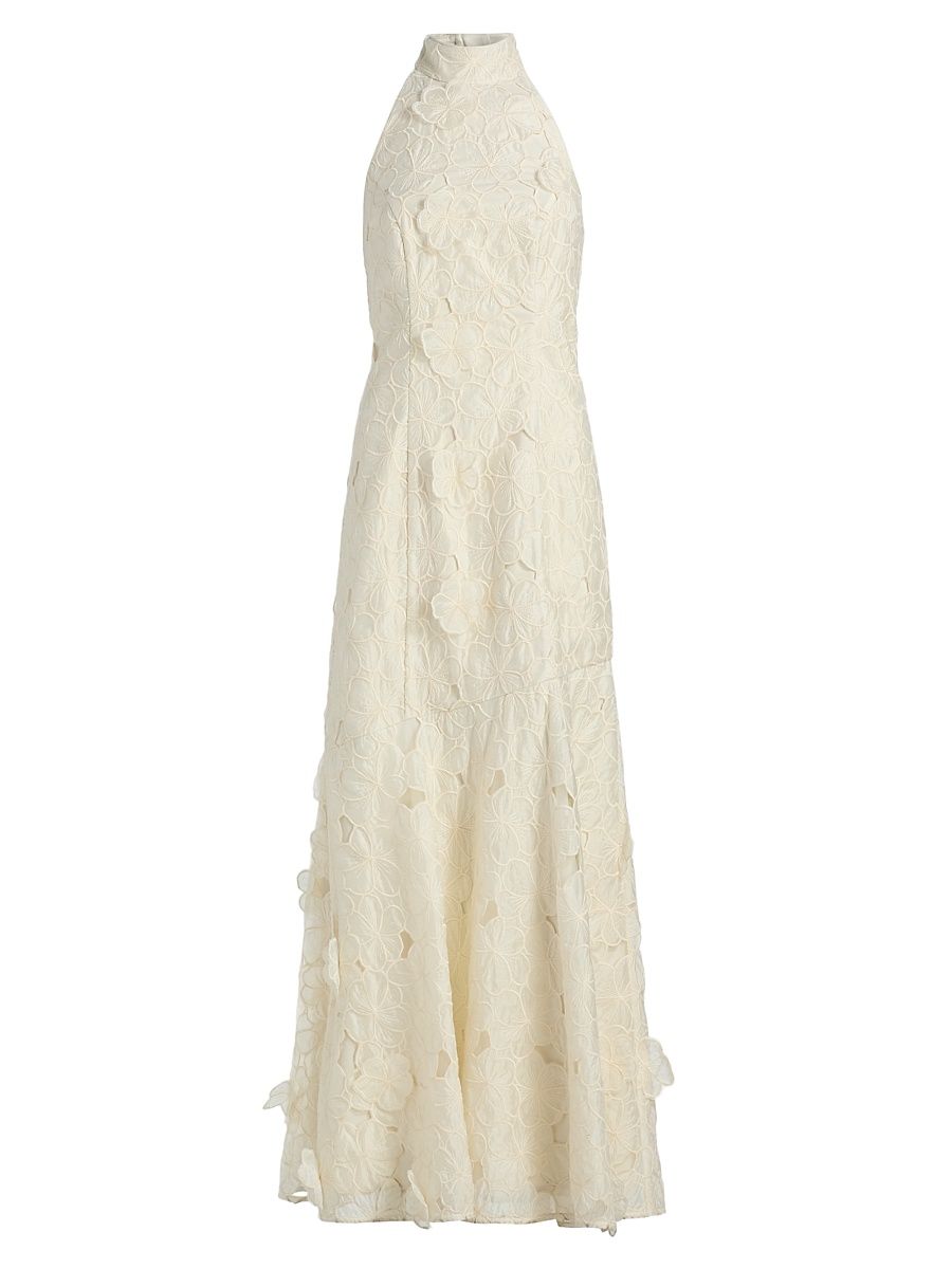 Women's Josefina Halterneck Embroidered Maxi Dress - Ecru - Size 6