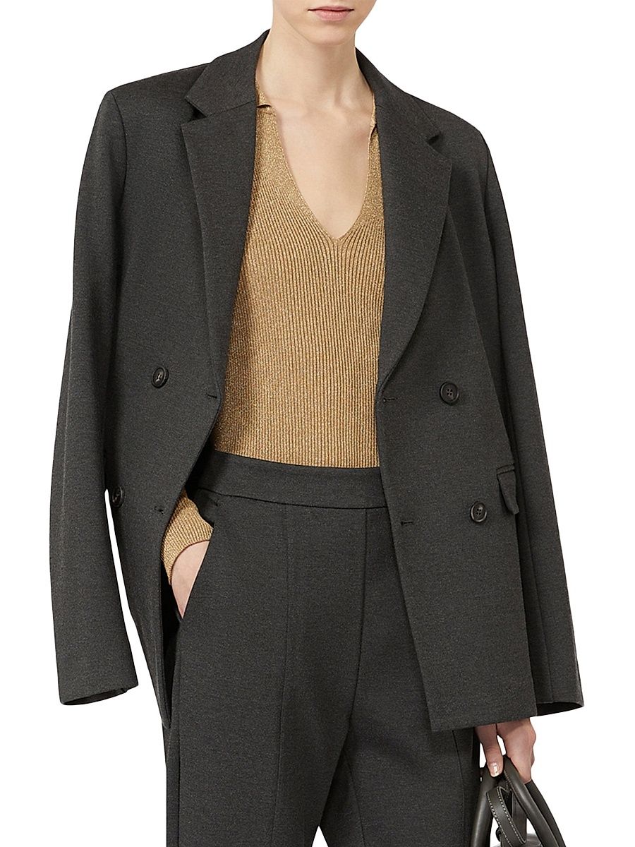 Women's Lurex V-Neck Sweater - Light Gold - Size XL