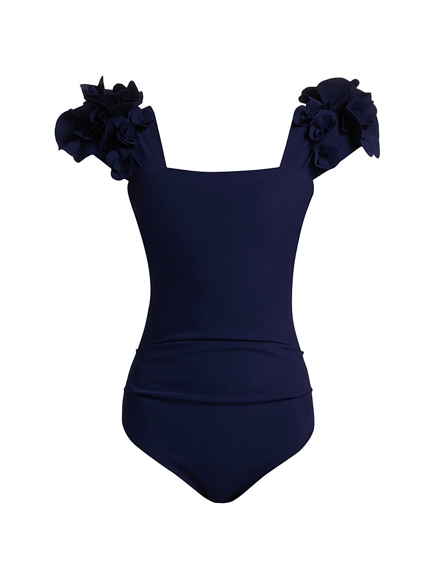 Women's Delya Rosette One-Piece Swimsuit - Blue Notte - Size 4