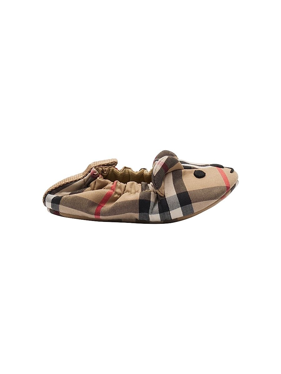 Baby Girl's Marlow Thomas Bear Check Cotton Booties - Sand - Size 5.5 (Baby)