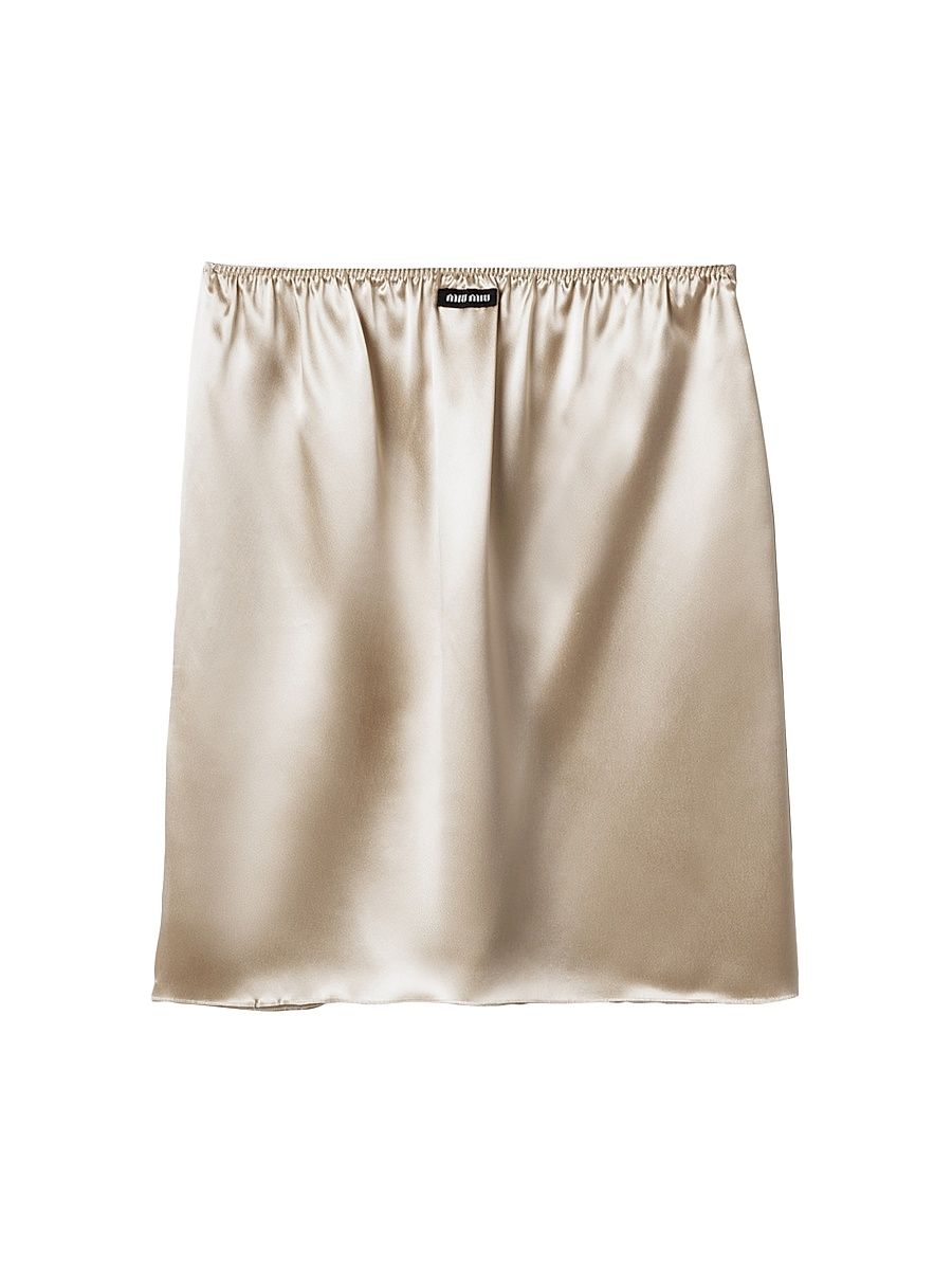 Women's Satin Skirt - Beige Khaki - Size 6