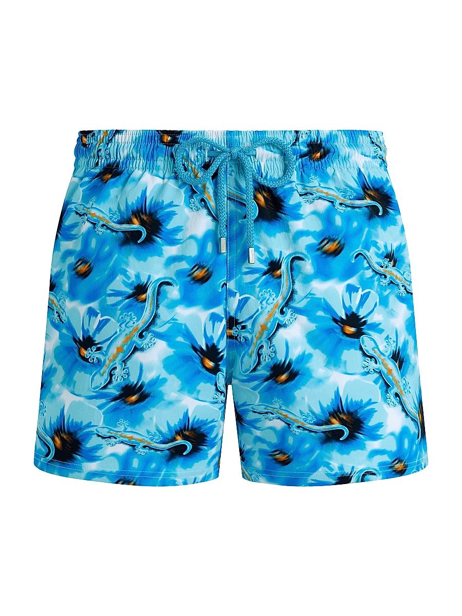 Men's Poppies & Geckos Stretch Swim Shorts - Topaz Bleu - Size XXL