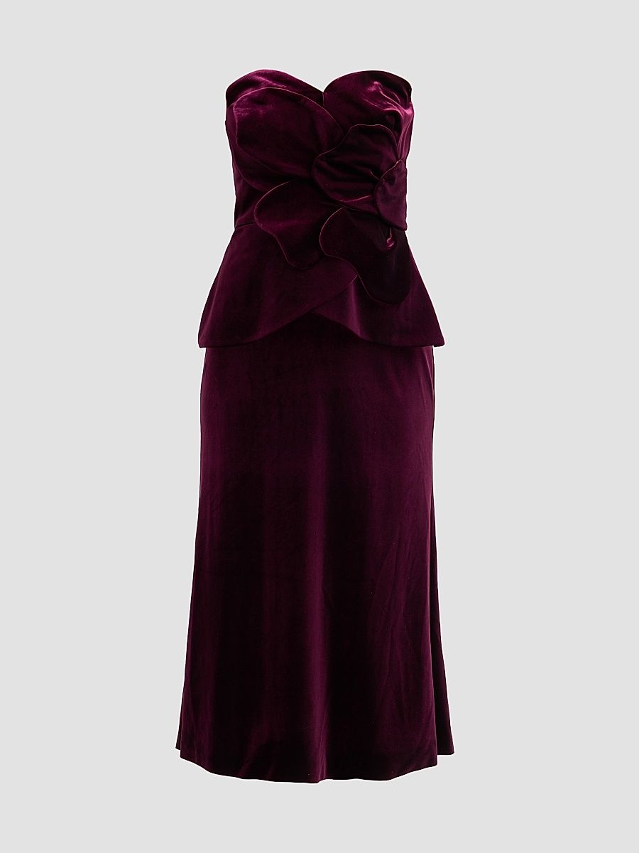 Women's Kelsey Sculpted Velvet Midi Dress - Velvet Fig - Size 4