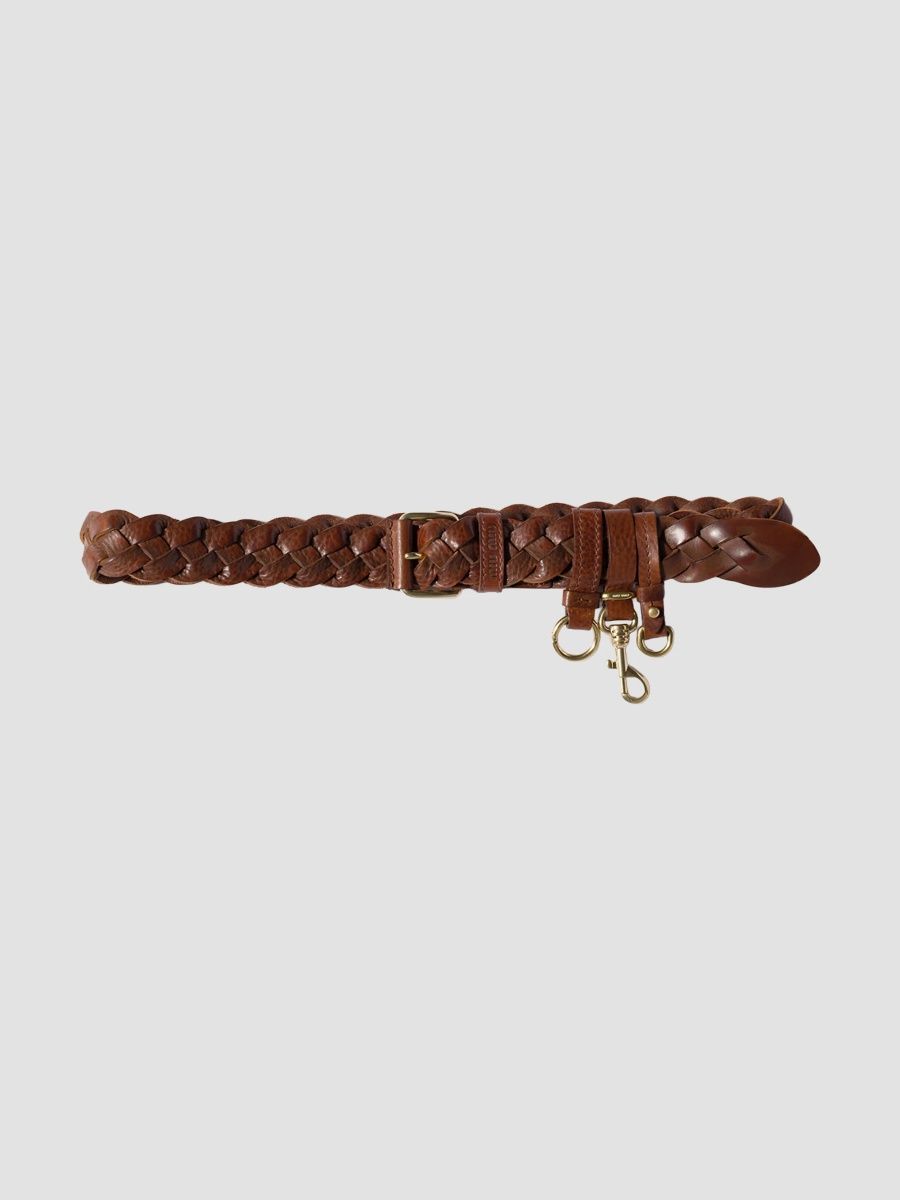 Miu Miu Women's Woven Leather Belt - Brown - Size 34