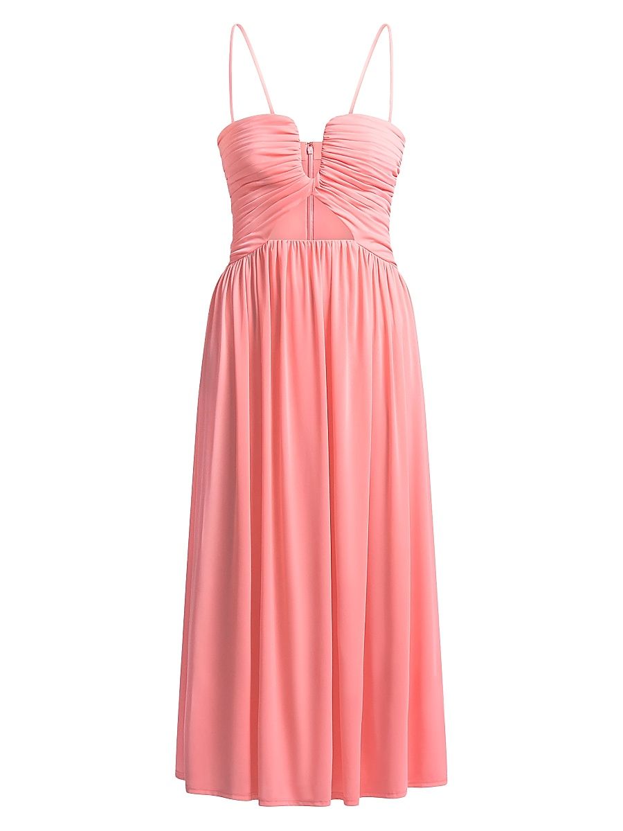 Women's Mimi Ruched Pleated Midi-Dress - Candy Pink - Size 14