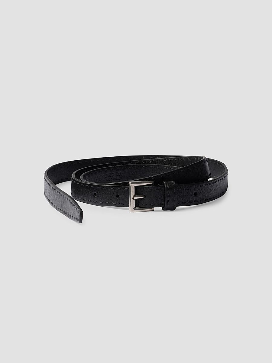 Women's Antiqued Leather Belt - Black - Size 34