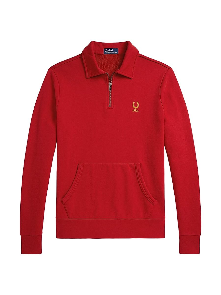 Men's Loopback Terry Quarter-Zip Shirt - Red - Size XXL