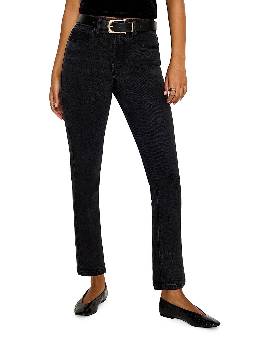 Women's Soft Tech Good Legs Mid-Rise Straight-Leg Jeans - Black - Size 6