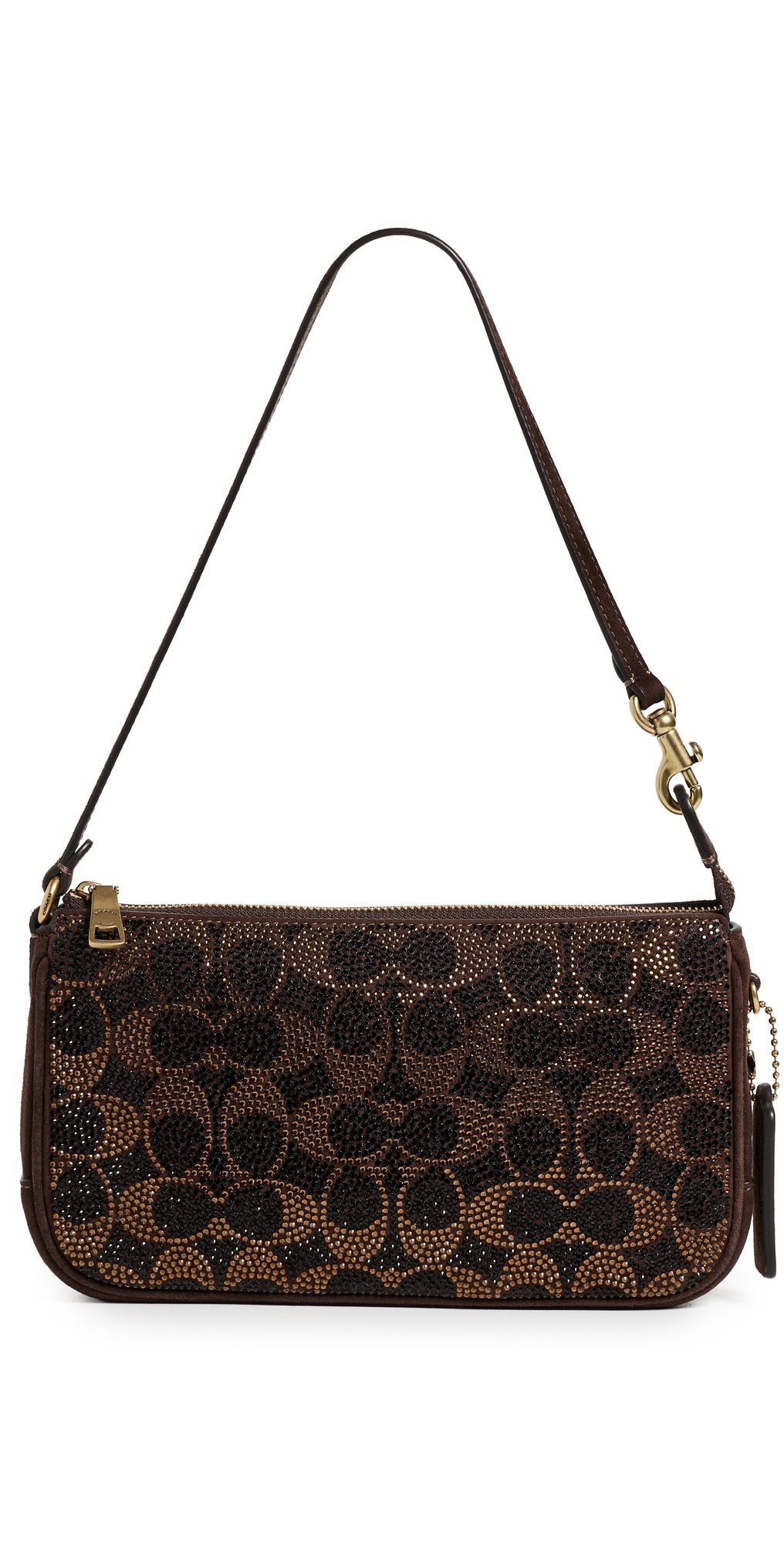 Coach Crystal Signature Suede Plaza Bag Dark Chocolate One Size