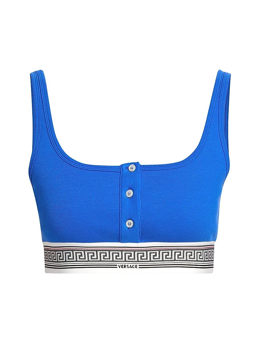 Women's Ribbed Greca Bralette - Blue - Size XL