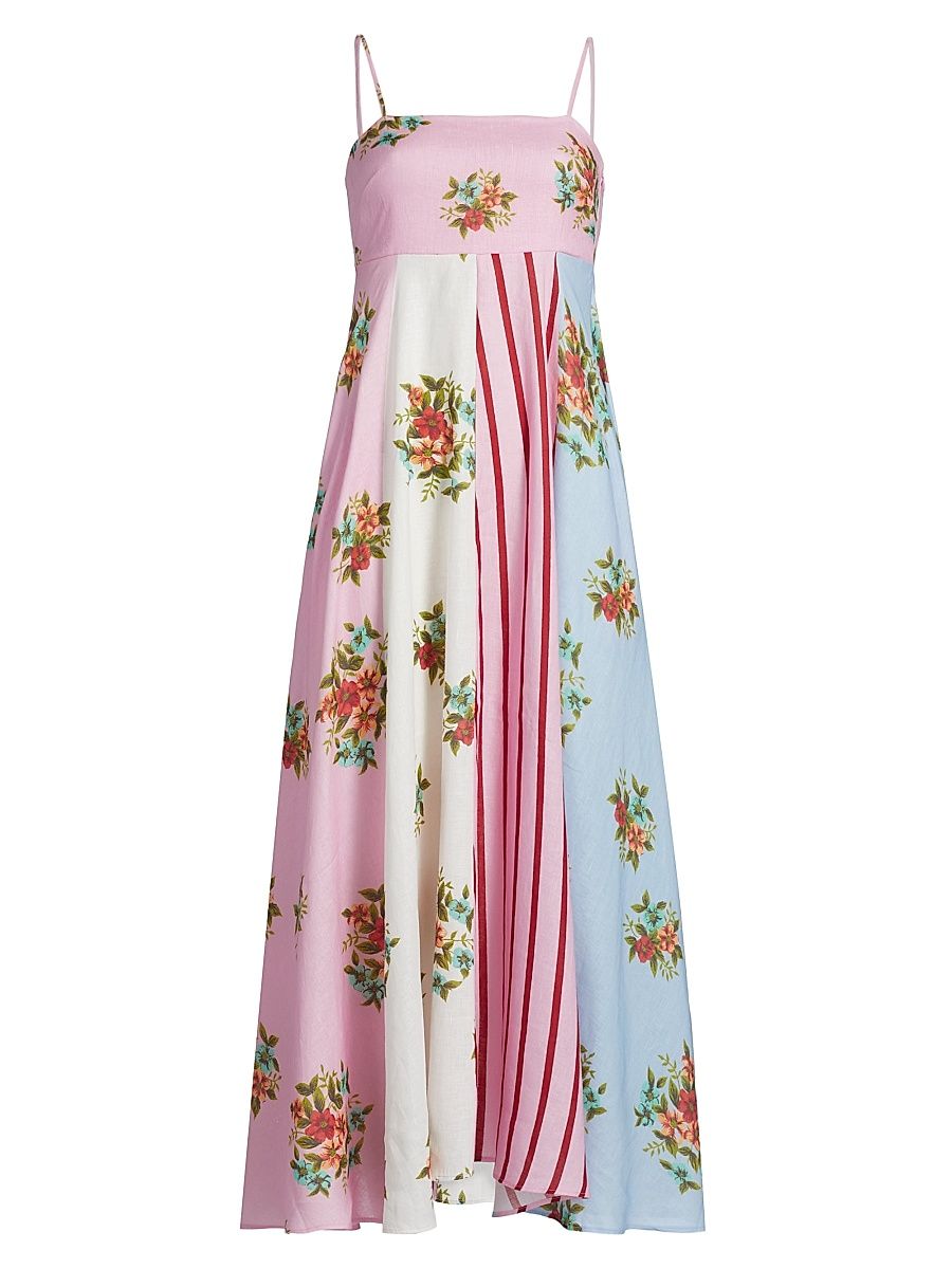 Women's Lucille Belted Floral Linen Shirtdress - Multi Bouquet - Size 12