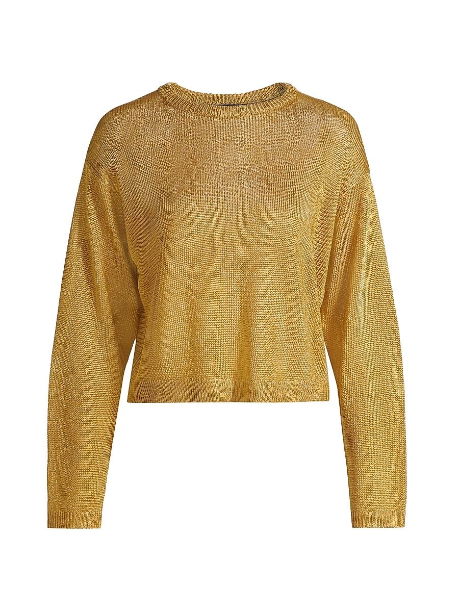 Women's Metallic Crewneck Sweater - Gold - Size Large