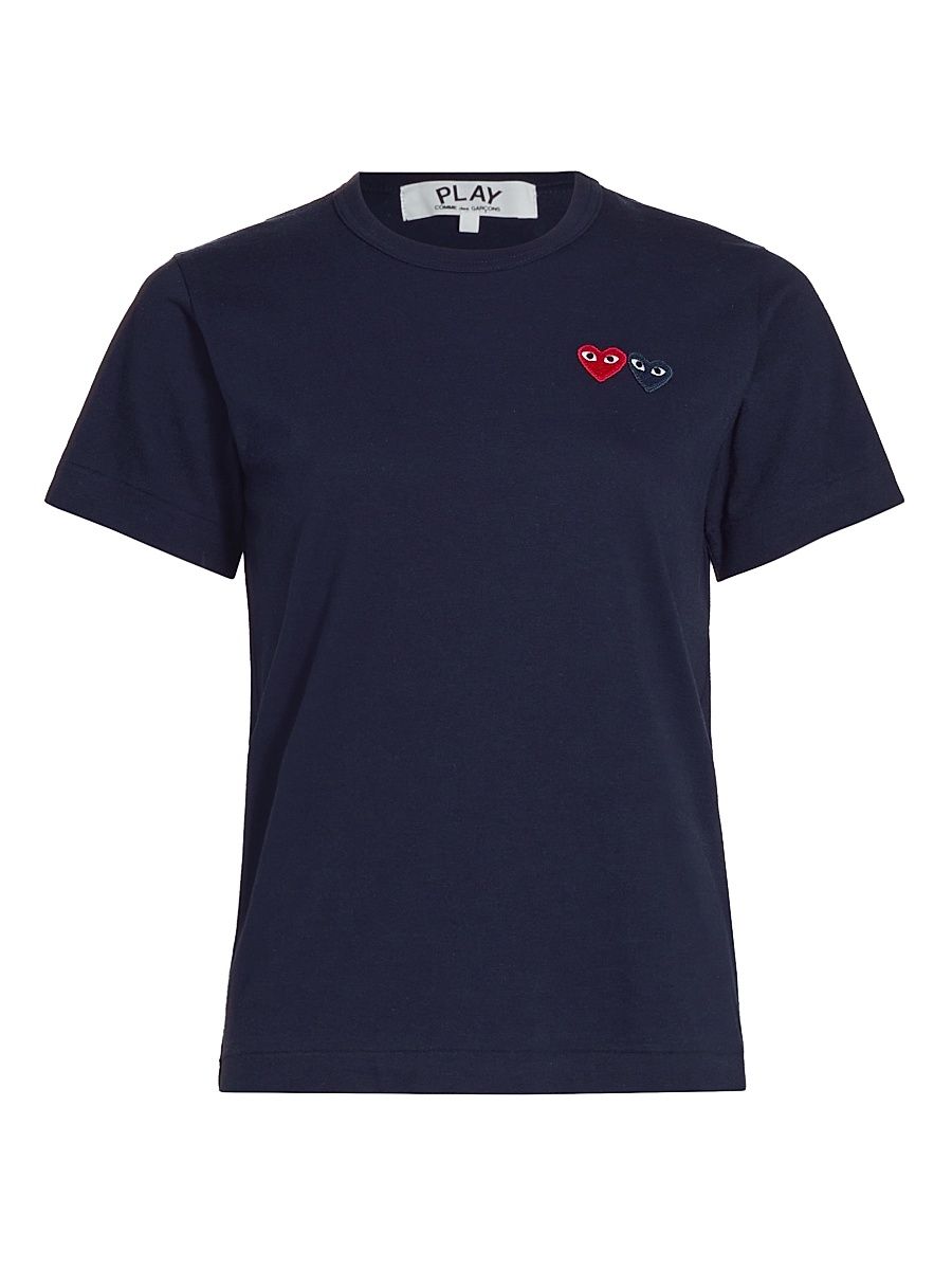 Women's Double Heart T-Shirt - Navy - Size Small