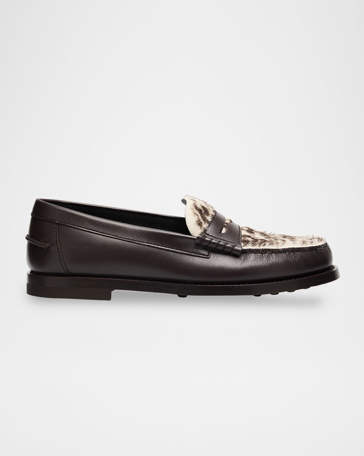 Leather and Pony Hair Penny Loafers