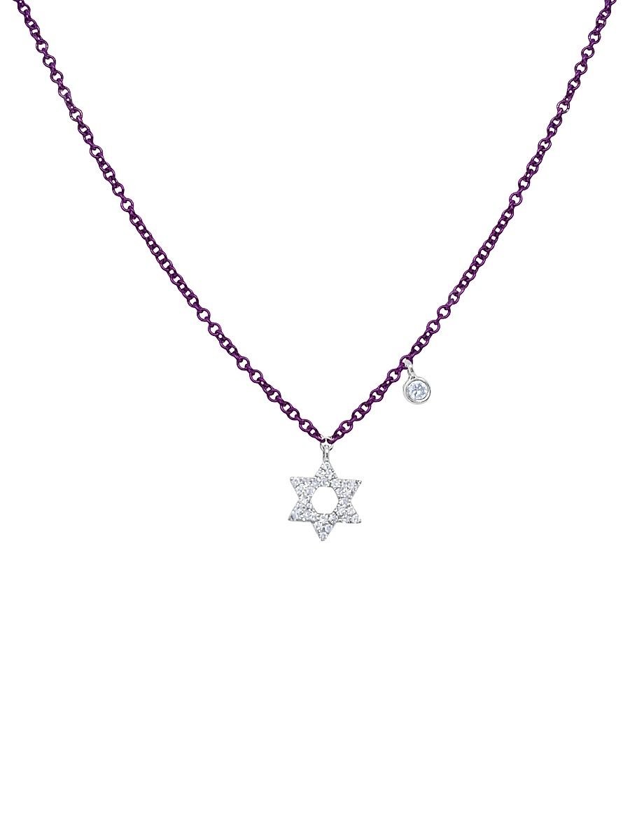 Women's 14K White Gold & 0.07 TCW Diamond Star Of David Pendant Necklace - Purple