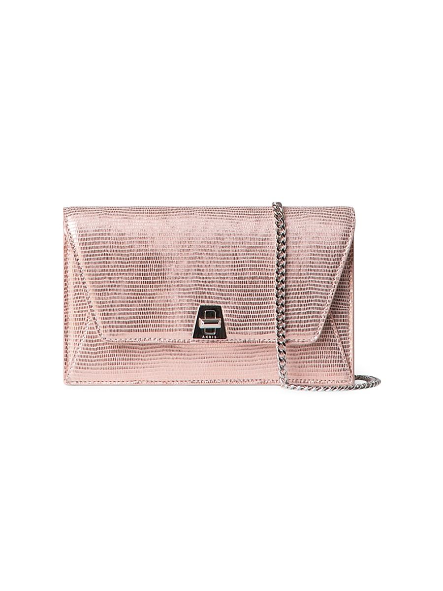 Women's Anouk Embossed Leather Envelope Crossbody Bag - Pale Rose Metallic