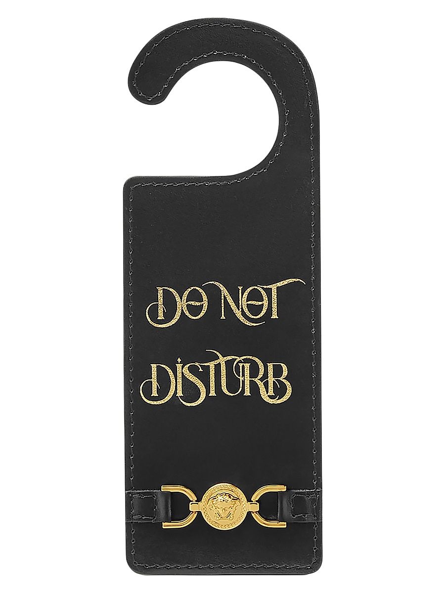 Do Not Disturb Leather Door Hanger - Black