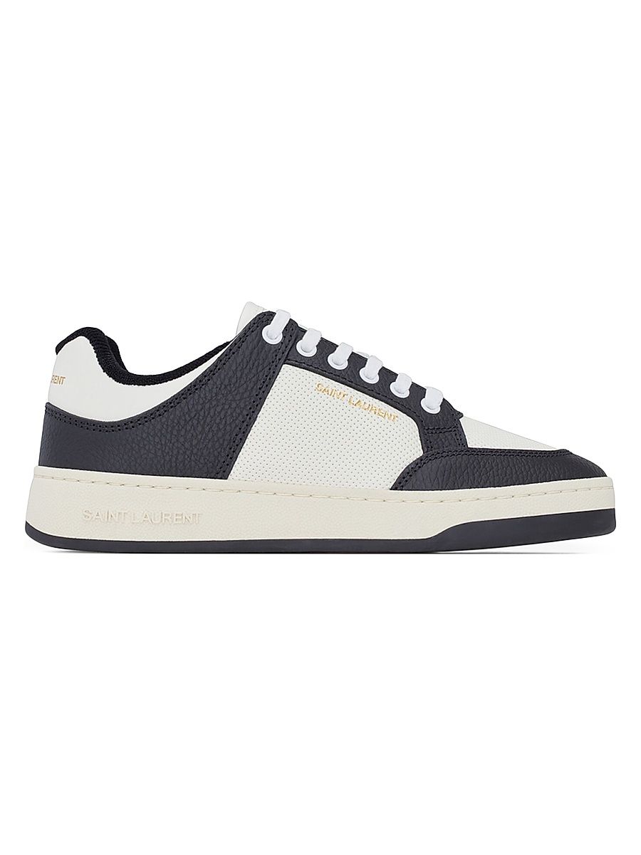 Women's SL/61 Low-top Sneakers in Grained Leather - White Black - Size 6