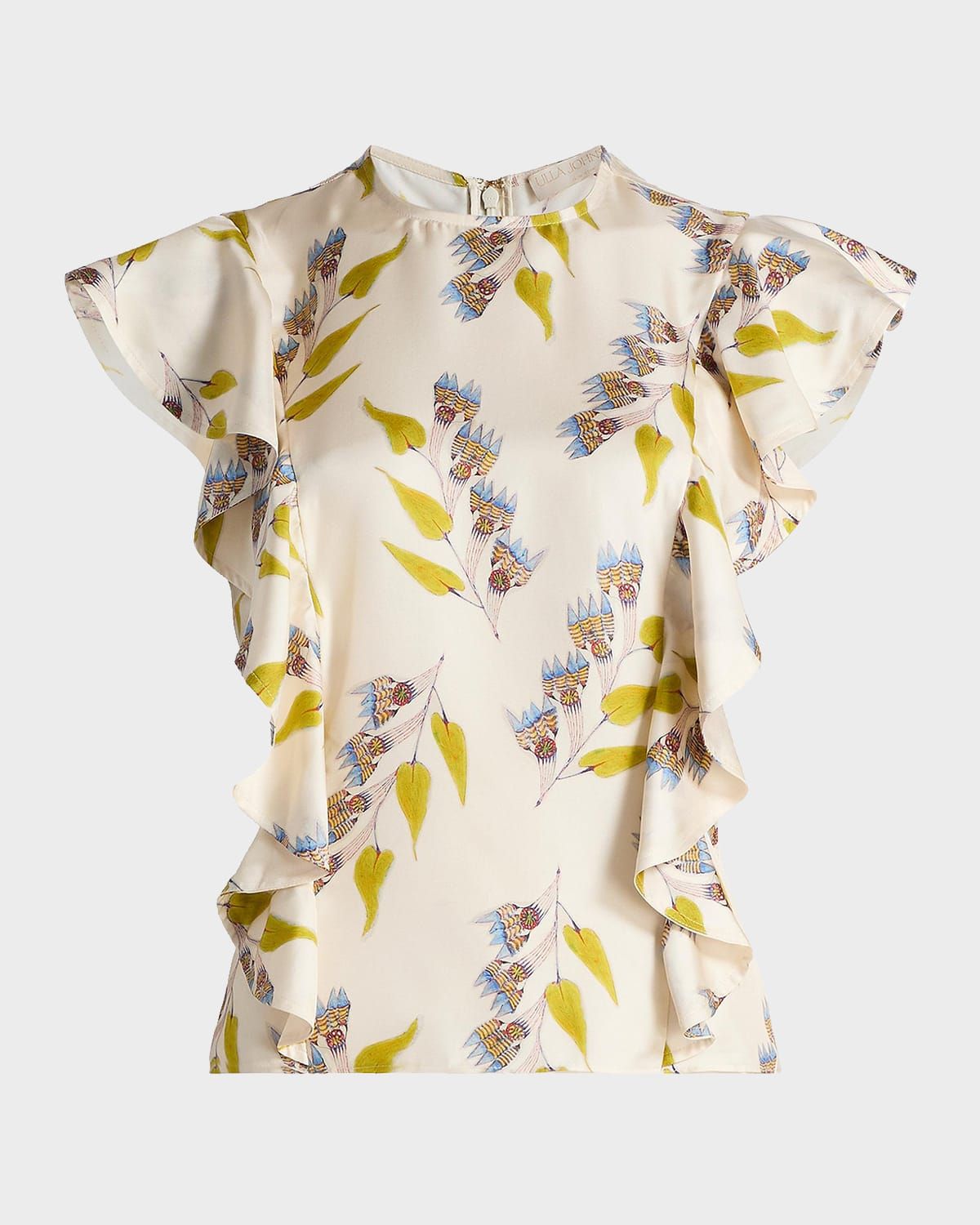 Botanical Ruffled Silk Top