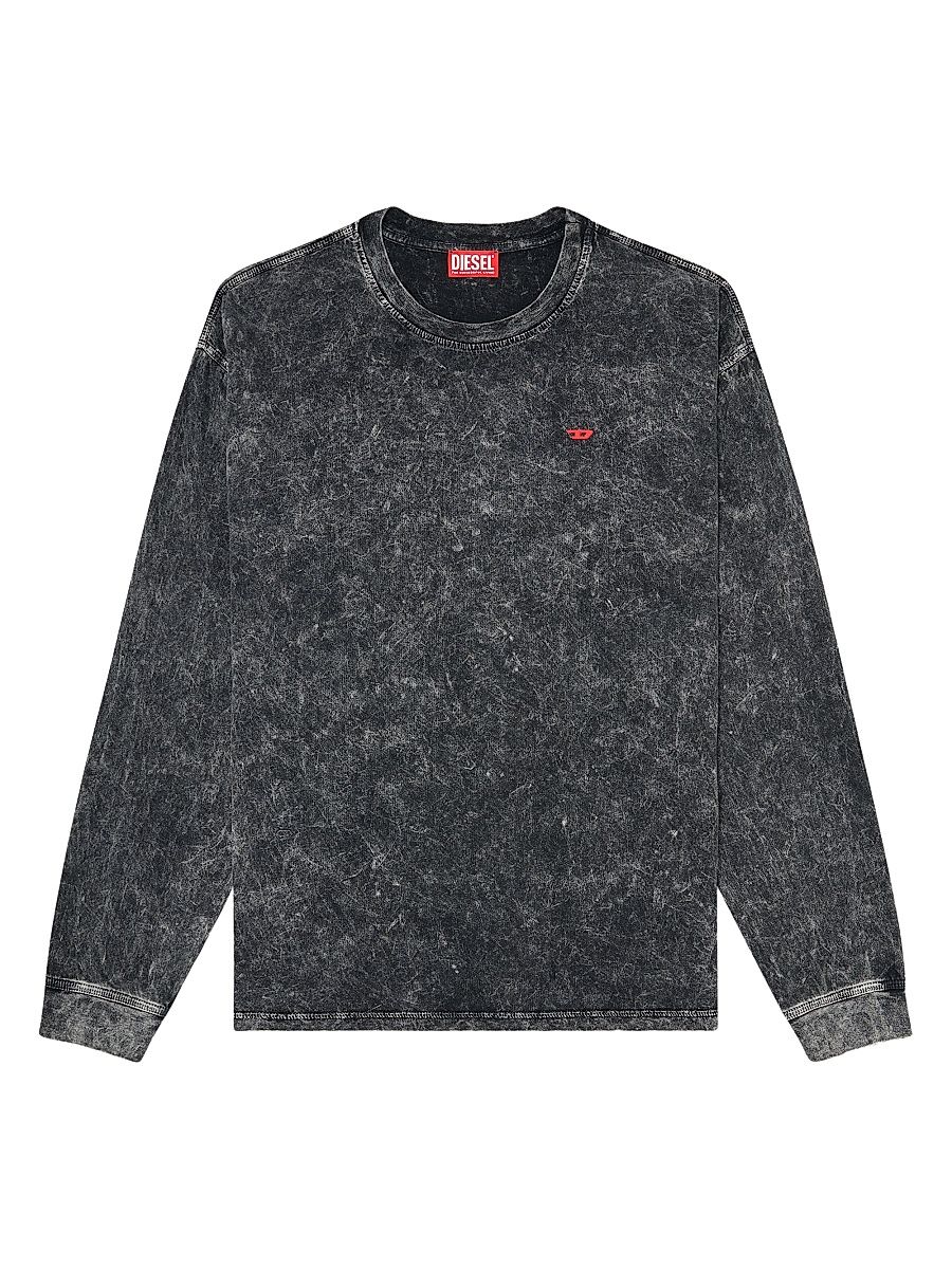 Men's Logo Acid-Washed Cotton T-Shirt - Black - Size XL