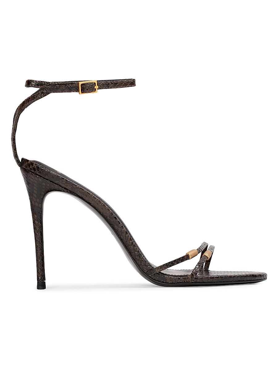 Women's Britanny 100MM Strappy Snake Sandals - Brown Snake Leather - Size 11