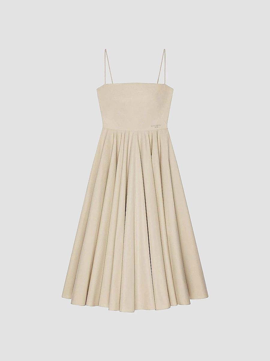 Givenchy Women's Sliced Long Dress in Poplin - Beige - Size 2