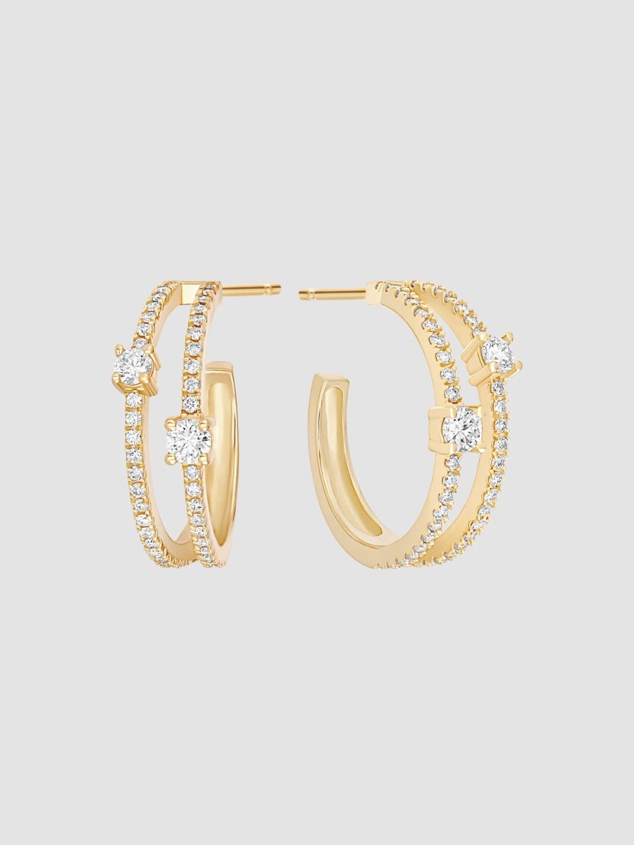Lana Women's 14K Yellow Gold & 0.57 TCW Diamond Split Hoop Earrings - Yellow Gold