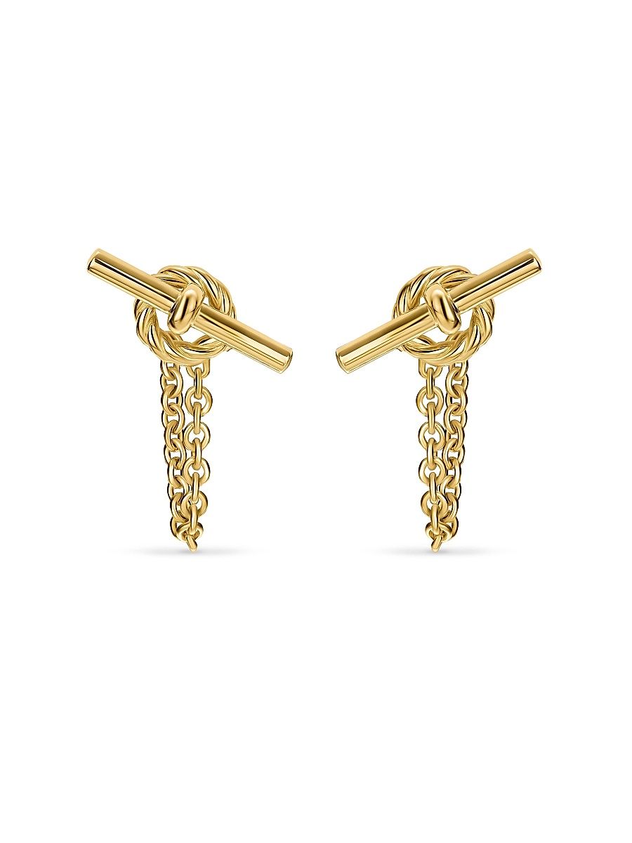 Women's DY Mercer Petite Toggle Chain Stud Earrings in 18K Yellow Gold, 38.2MM - Gold