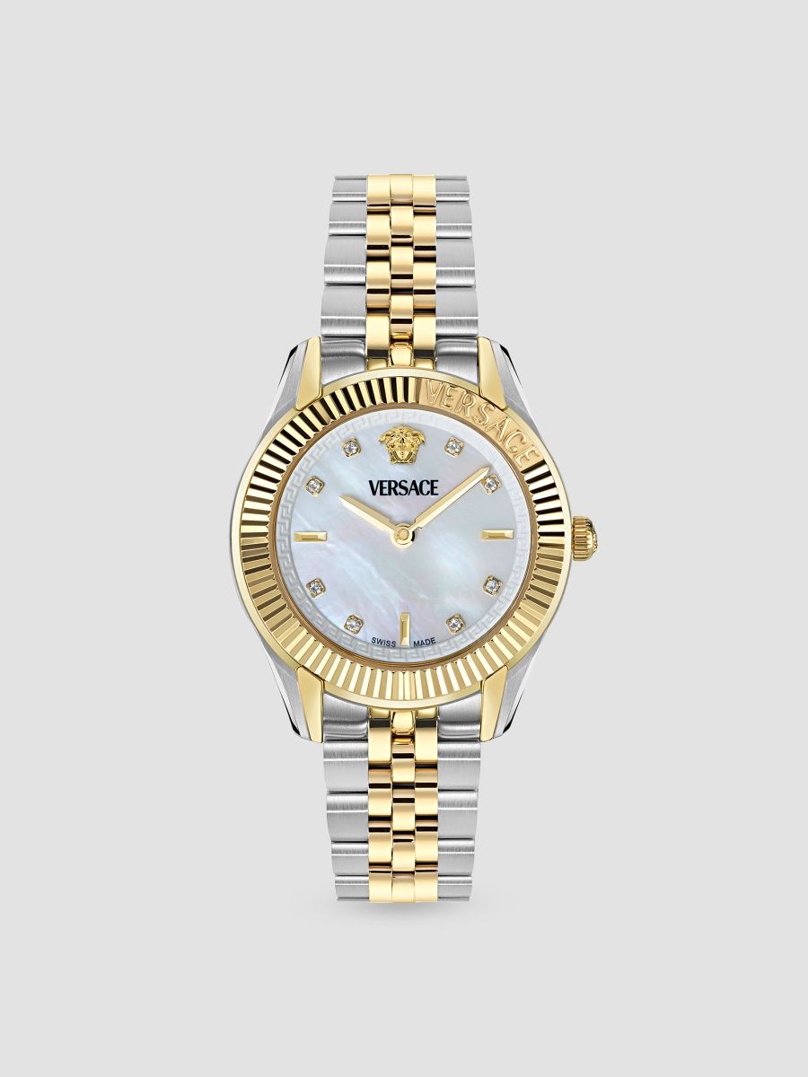 Versace Women's Greca Time Two-Tone Stainless Steel & 0.04 TCW Diamond Bracelet Watch/30MM - Two Tone