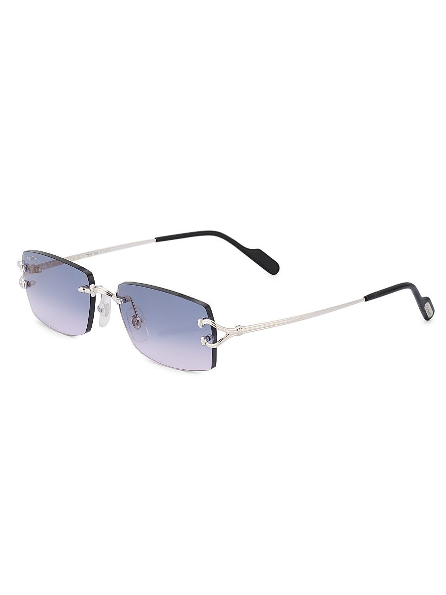 Men's 56MM Rectangular Rimless Sunglasses - Silver