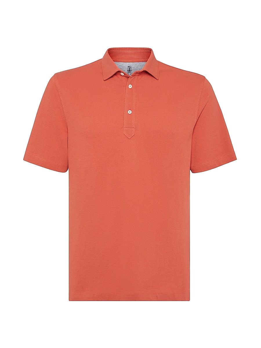 Men's Cotton Piqué Polo Shirt with Collar - Orange - Size XXXL