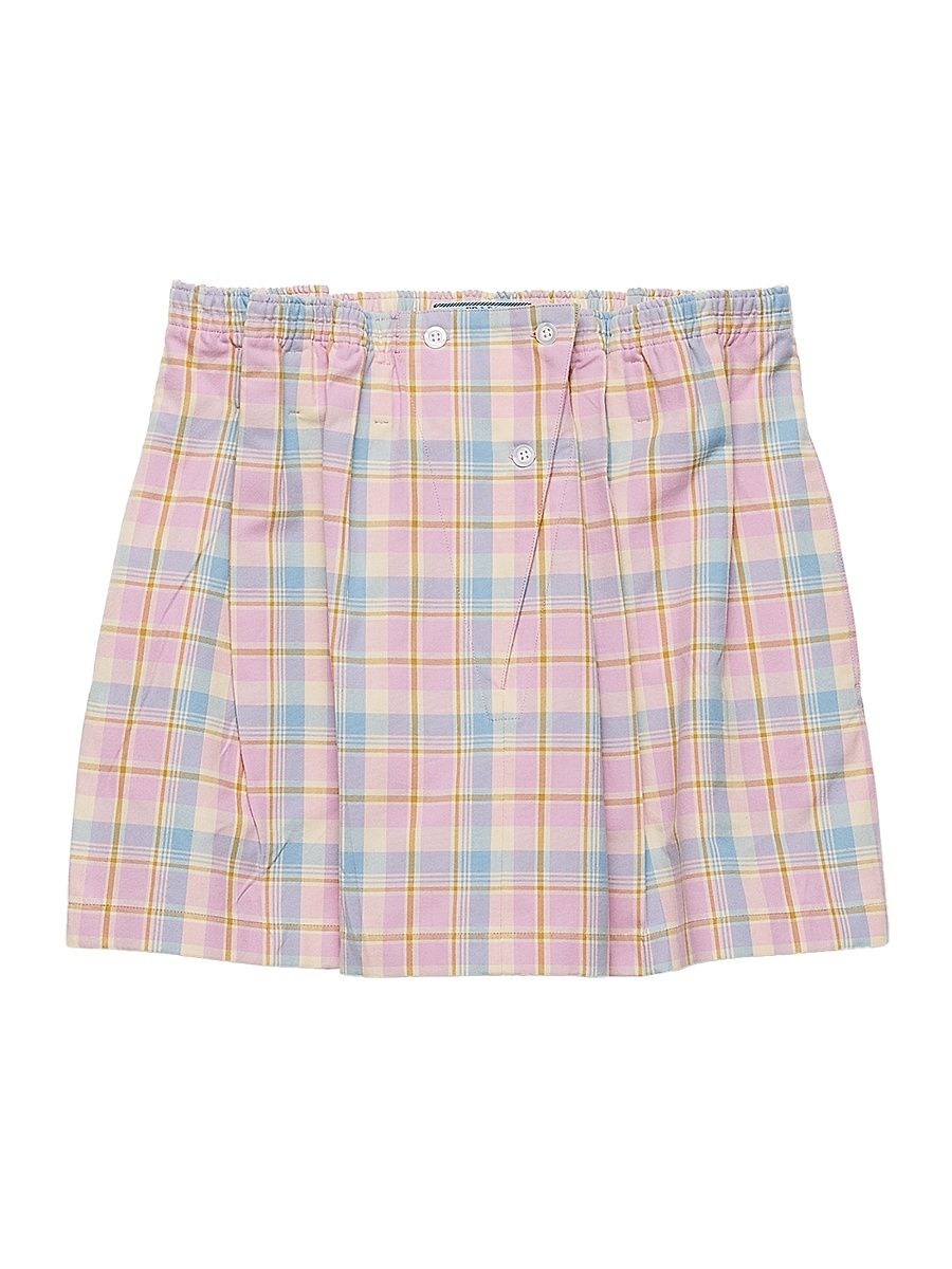 Women's Checked Cotton Miniskirt - Pink - Size 10
