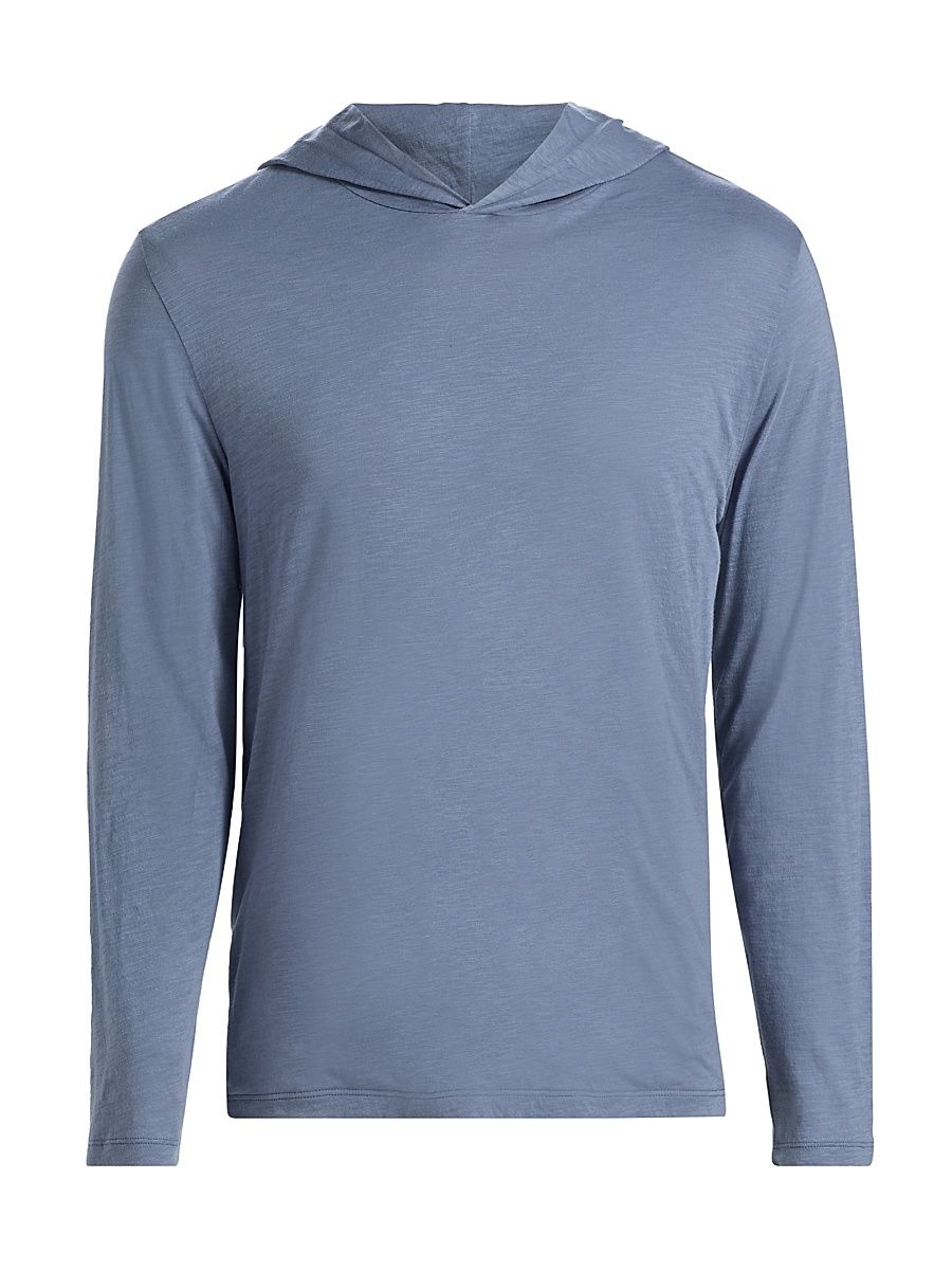 Men's Fine Slub Double-Layer Cotton Hoodie - Hawk Blue Coyote - Size XXL