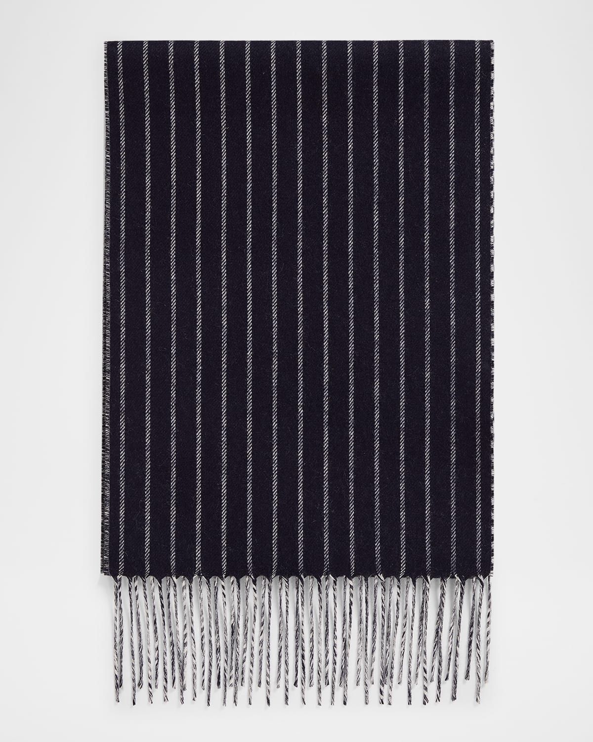 Men & apos;s Lizard Solid to Stripe Double-Face Silk and Cashmere Scarf