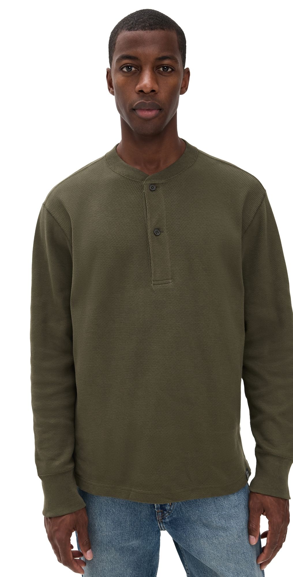 Filson Waffle Knit Henley Top Mossy Rock XL