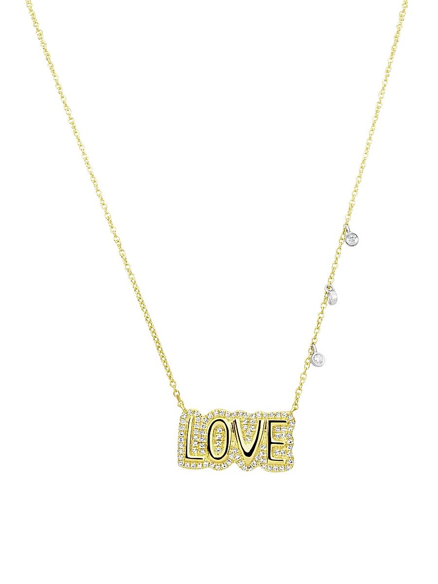 Women's LovePlate 14K Yellow Gold & 0.35 TCW Diamond Necklace - Yellow Gold