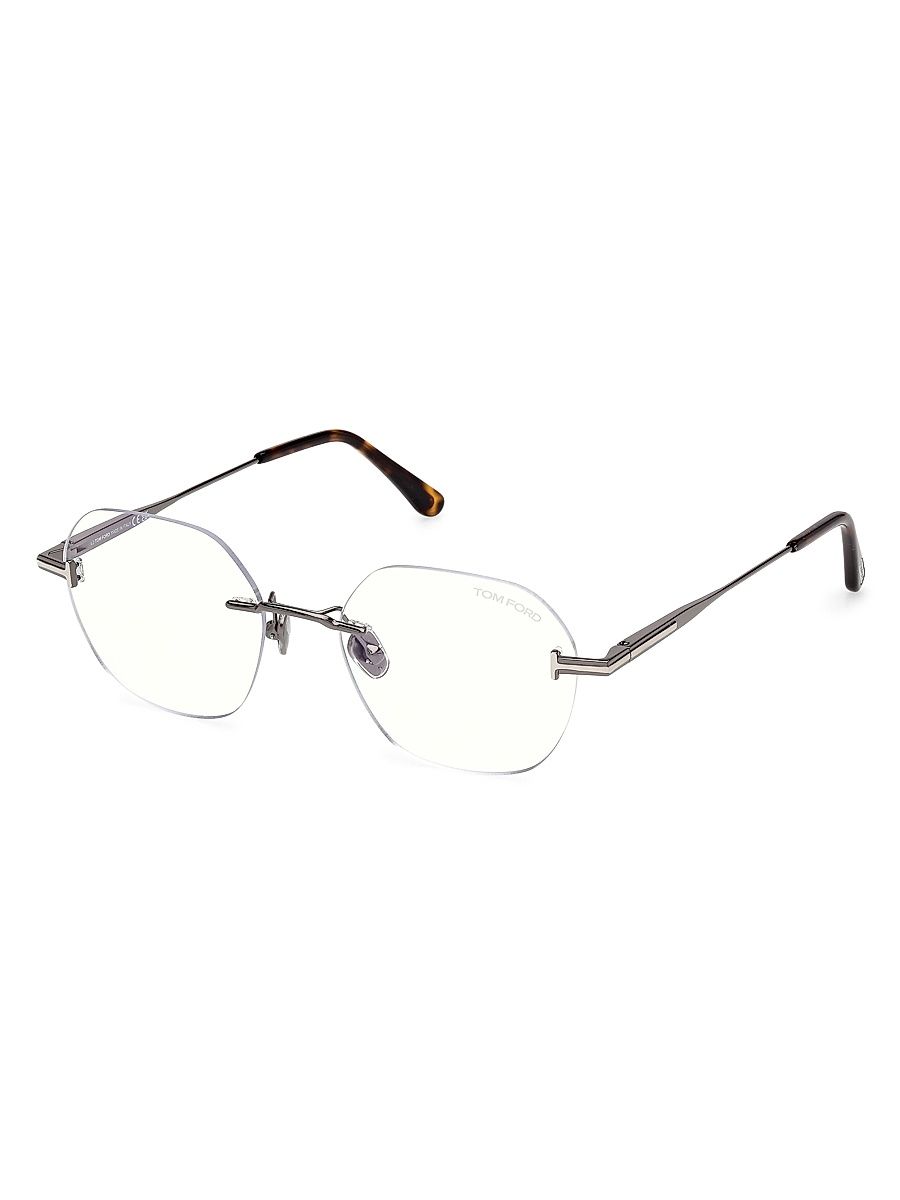 Men's Oval 50MM Glasses - Black