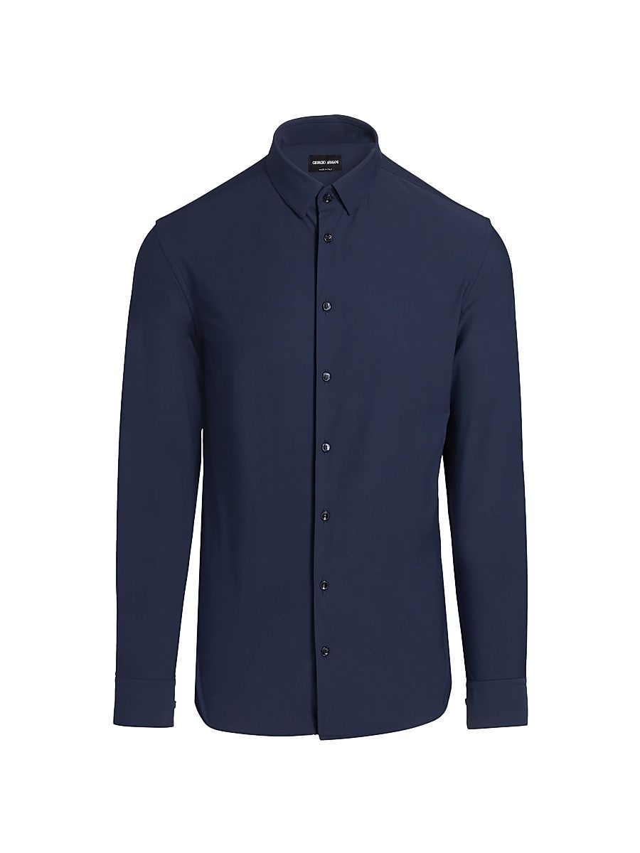 Men's Stretch Sport Shirt - Navy - Size 17