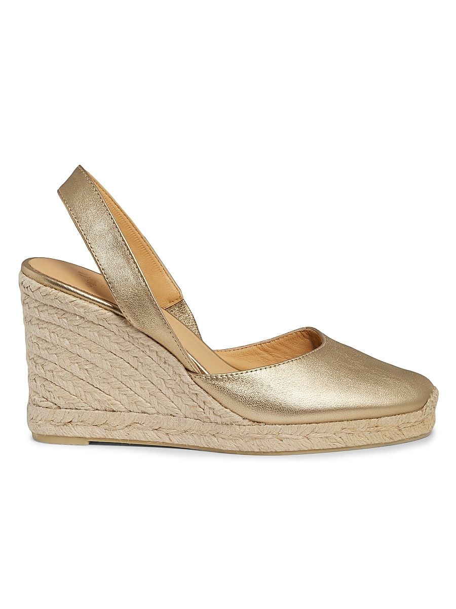 Women's Carissa Leather Espadrilles - Pelle Metalizada Oro - Size 11