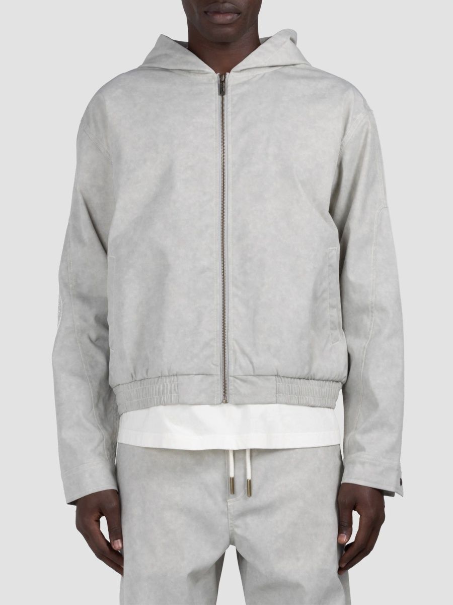 Honor The Gift Men's Embroidered Twill Hooded Jacket - Stone - Size XL
