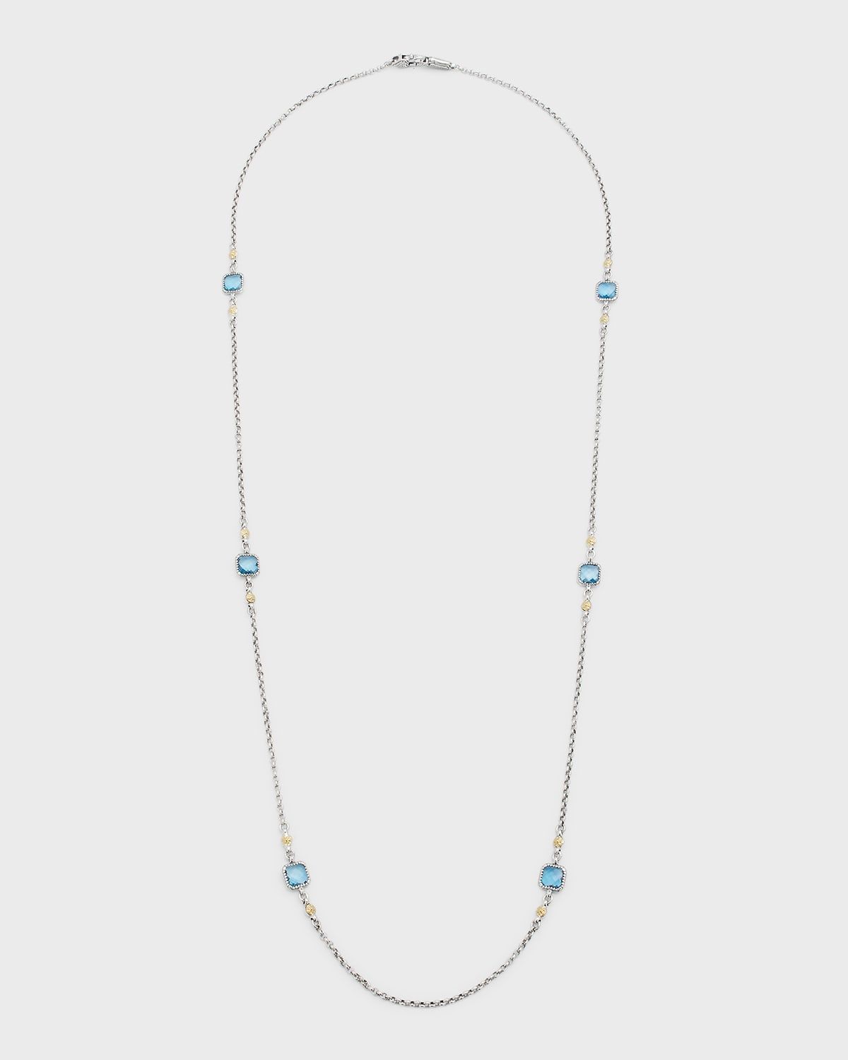 Silver and Gold Blue Spinel Necklace