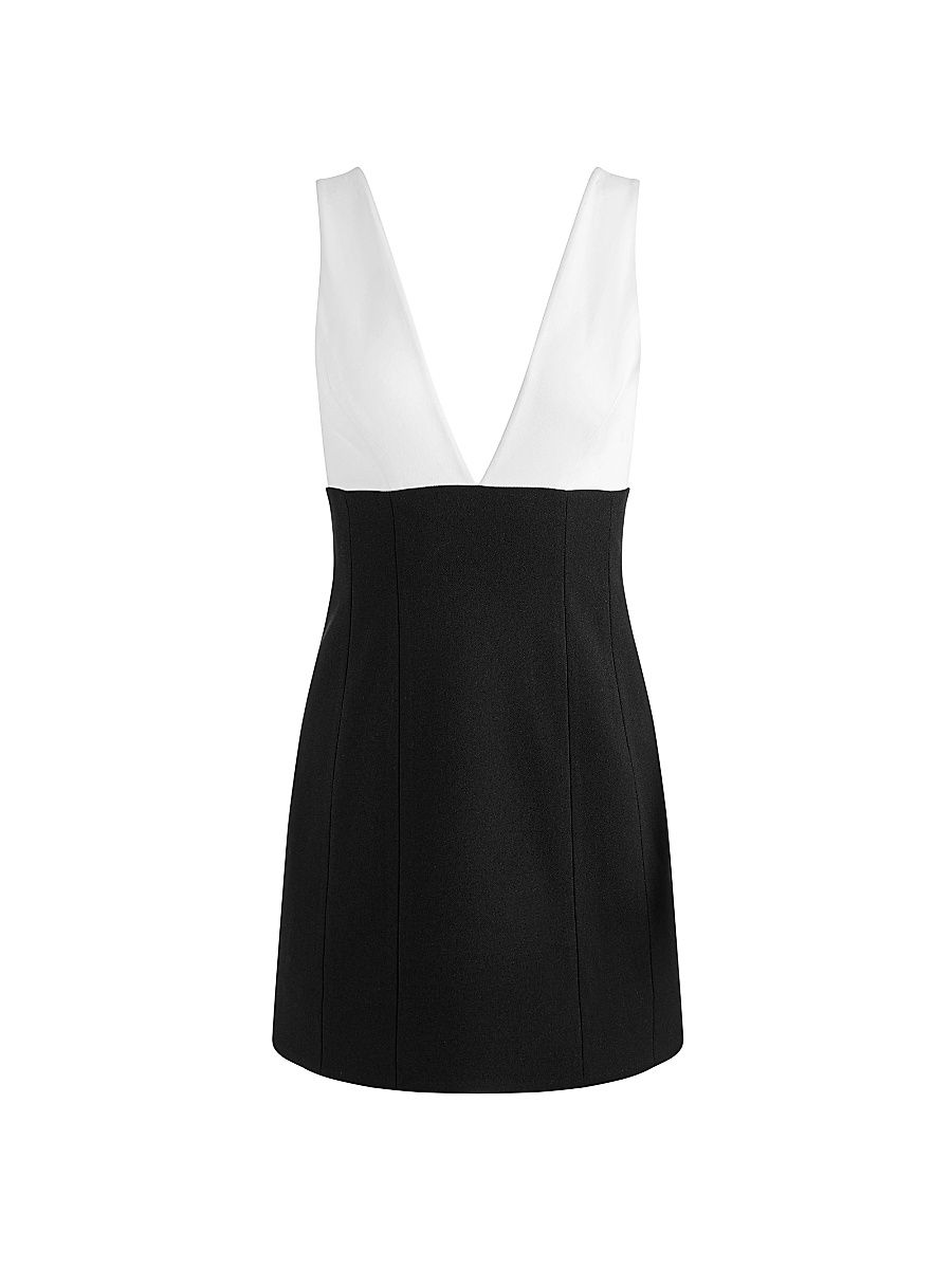 Women's Mandy Two-Tone Plunge Minidress - Black Off White - Size 14