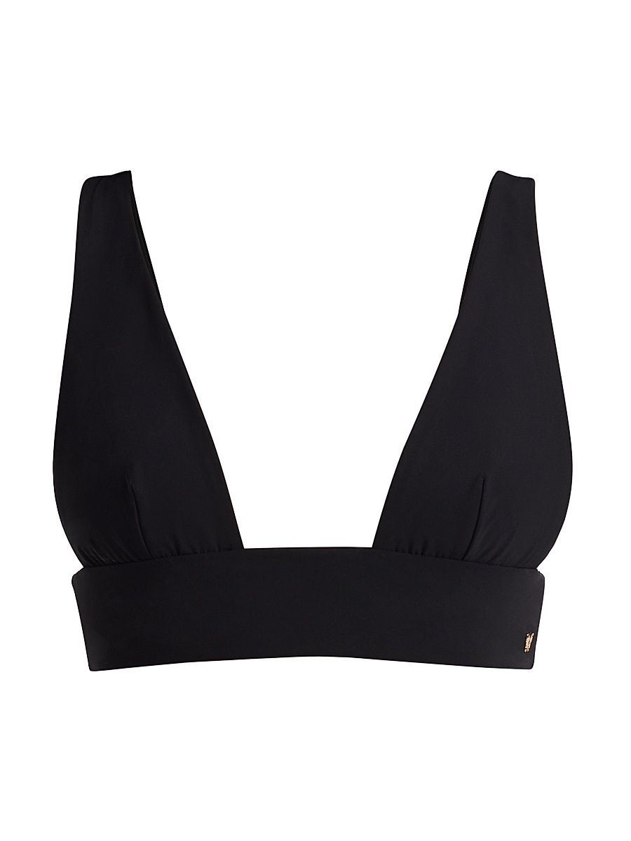 Women's Echauffe V-Neck Bikini Top - Black - Size Medium
