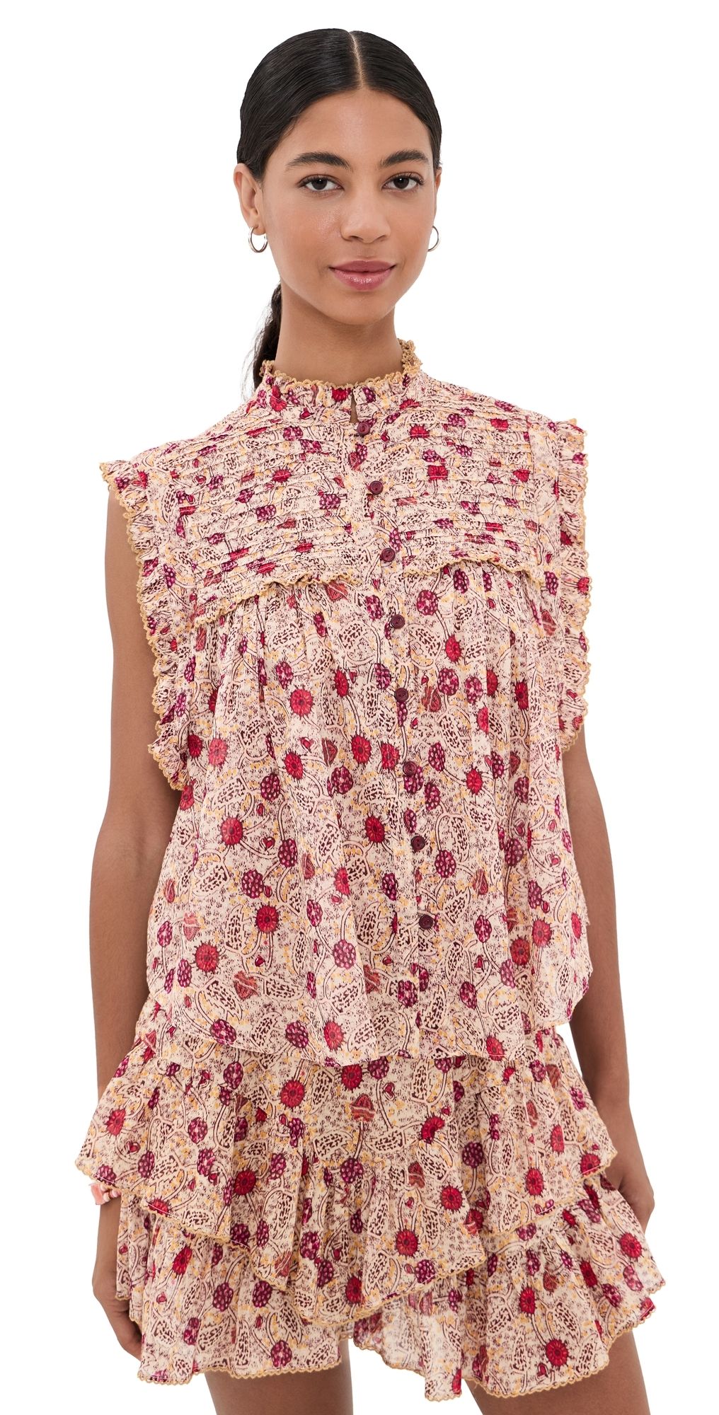Isabel Marant Étoile Dersia Top Ecru/Raspberry 38