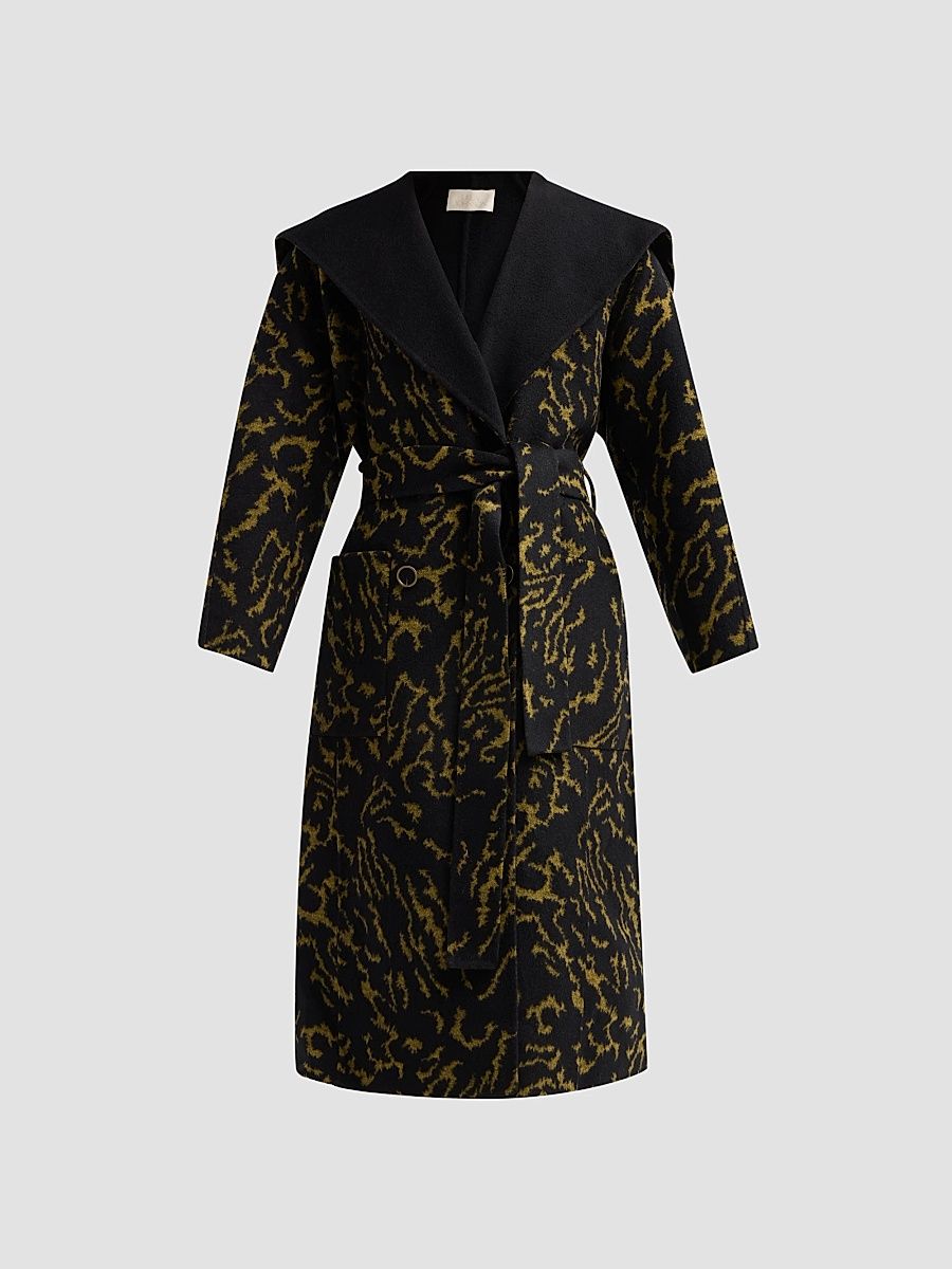 Women's Rory Wool-Blend Belted Coat - Amber - Size Large