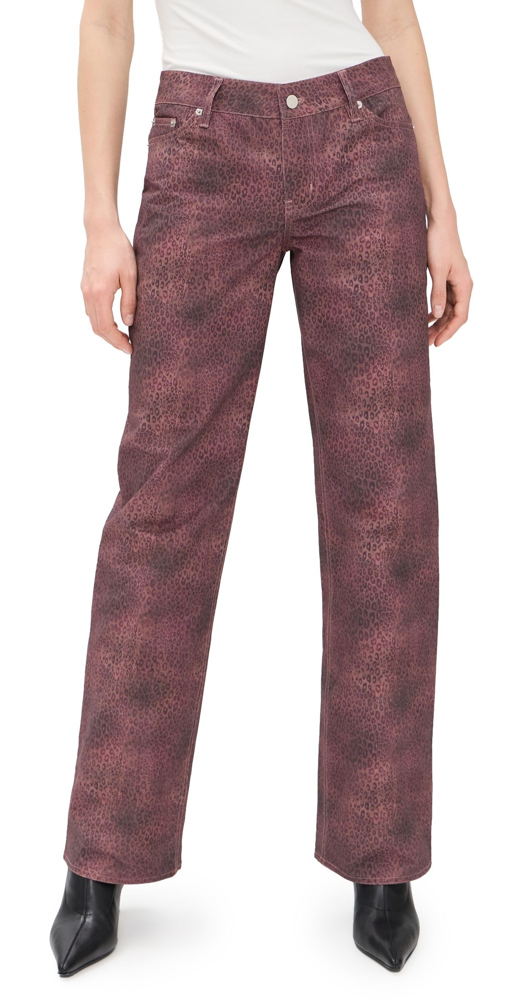 Peachy Den Cicely Straight Leg Trousers Red Leopard XL